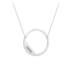 Engravable Asymmetrical Initial Necklace - O in 925 Sterling Silver
