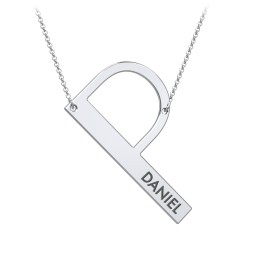 Engravable Asymmetrical Initial Necklace - P