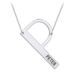 Engravable Asymmetrical Initial Necklace - P