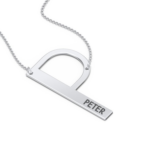 Engravable Asymmetrical Initial Necklace - P – Sterling Silver