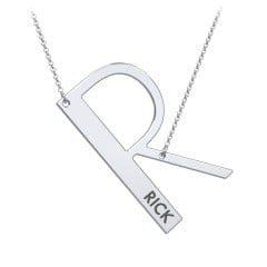 Engravable Asymmetrical Initial Necklace - R