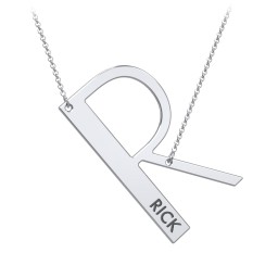 Engravable Asymmetrical Initial Necklace - R
