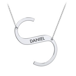Engravable Asymmetrical Initial Necklace - S