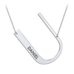 Engravable Asymmetrical Initial Necklace - U
