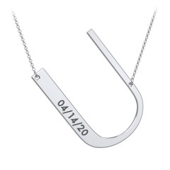 Engravable Asymmetrical Initial Necklace - U – Sterling Silver