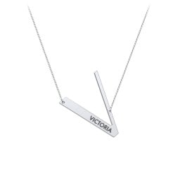 Engravable Asymmetrical Initial Necklace - V
