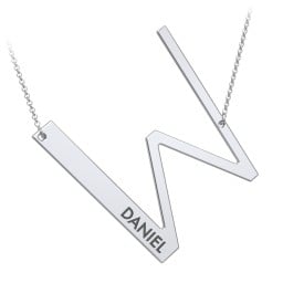 Engravable Asymmetrical Initial Necklace - W