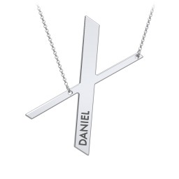 Engravable Asymmetrical Initial Necklace - X