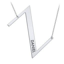 Engravable Asymmetrical Initial Necklace - Z
