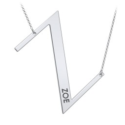 Engravable Asymmetrical Initial Necklace - Z