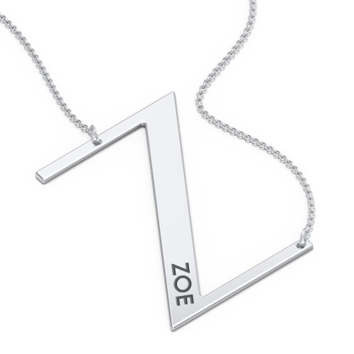 Engravable Asymmetrical Initial Necklace - Z – Sterling Silver