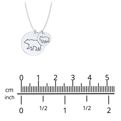 Engravable Mama Bear & Cub Disc Necklace – Sterling Silver