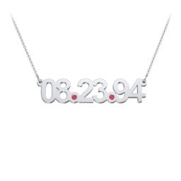 Date Necklace with Birthstones