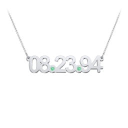 Date Necklace with Birthstones