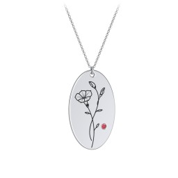 September Birth Flower Disc Necklace with Gemstone