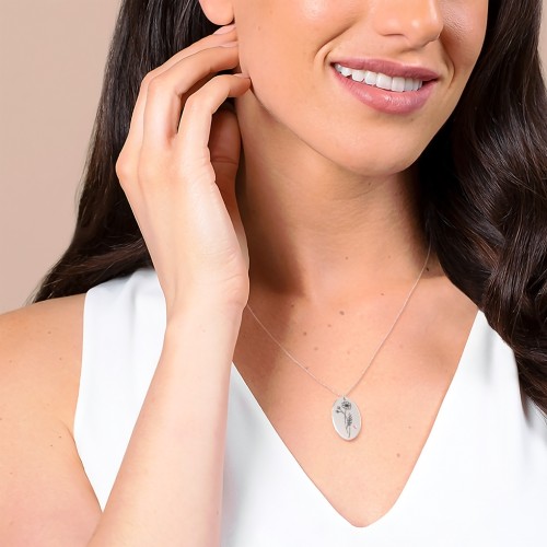 October Birth Flower Disc Necklace with Gemstone