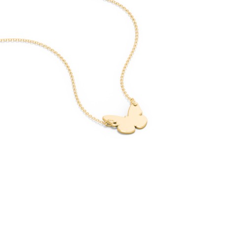 Engravable Butterfly Charm Necklace – 10K Yellow Gold