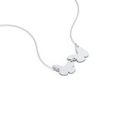 Engravable 2 Butterfly Charms Necklace – Sterling Silver
