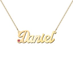 Personalised Birthstone Name Necklace in 18K Gold Plated Silver with Ruby