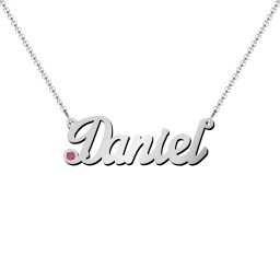 Personalised Birthstone Name Necklace in 925 Sterling Silver with Ruby