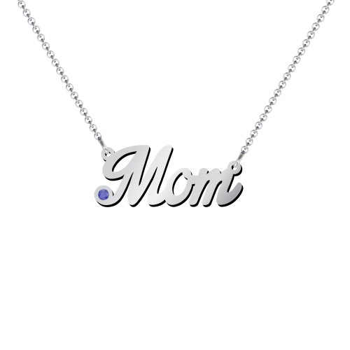 Personalised Birthstone Name Necklace – Sterling Silver with Blue Sapphire