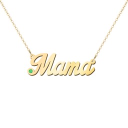 Personalised Birthstone Name Necklace in 10K Solid Yellow Gold with Emerald