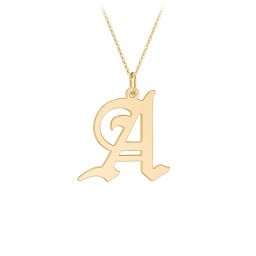 Gothic Initial Pendant Necklace - A