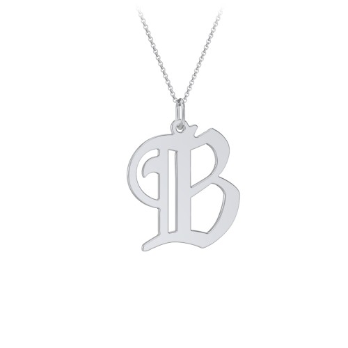 Gothic Initial Pendant Necklace - B – Sterling Silver