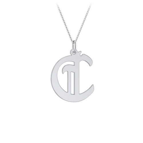 Gothic Initial Pendant Necklace - C – Sterling Silver