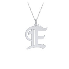 Gothic Initial Pendant Necklace - E – Sterling Silver