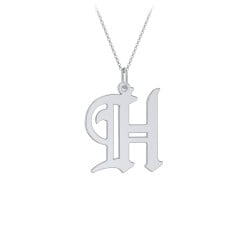 Gothic Initial Pendant Necklace - H