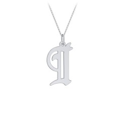 Gothic Initial Pendant Necklace - I – Sterling Silver