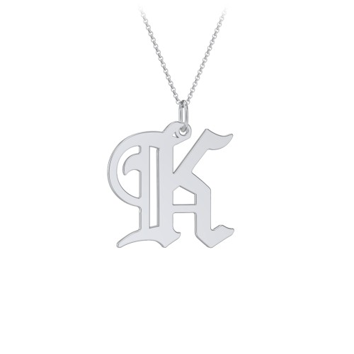 Gothic Initial Pendant Necklace - K – Sterling Silver
