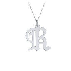 Gothic Initial Pendant Necklace - R
