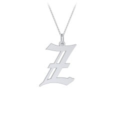 Gothic Initial Pendant Necklace - Z