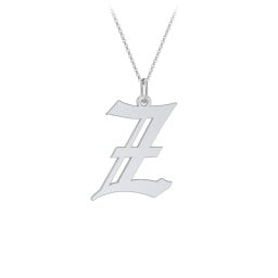 Gothic Initial Pendant Necklace - Z