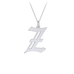Gothic Initial Pendant Necklace - Z – Sterling Silver