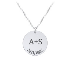 Initial and Date Engravable Disc Necklace - 1 – Sterling Silver