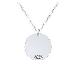 Initial and Date Engravable Disc Necklace - 1 in 925 Sterling Silver