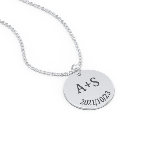 Initial and Date Engravable Disc Necklace - 1 – Sterling Silver