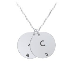 Initial and Date Engravable Disc Necklace - 2
