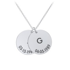 Initial and Date Engravable Disc Necklace - 2 – Sterling Silver
