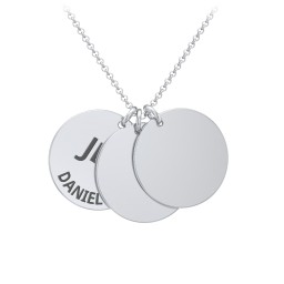 Initial and Date Engravable Disc Necklace - 3 in 925 Sterling Silver