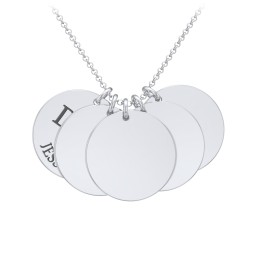 Initial and Date Engravable Disc Necklace - 5 in 925 Sterling Silver