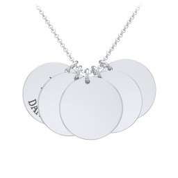 Initial and Date Engravable Disc Necklace - 5 in 925 Sterling Silver