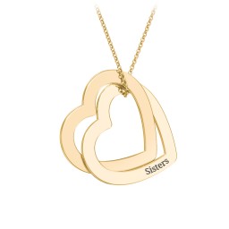 Engravable Interlocking Double Heart Pendant