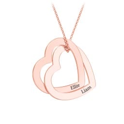 Engravable Interlocking Double Heart Pendant