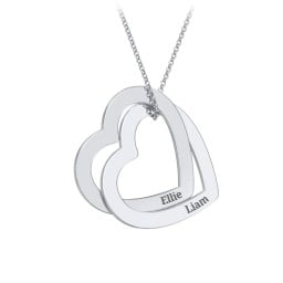 Engravable Interlocking Double Heart Pendant