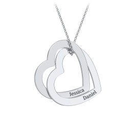 Engravable Interlocking Double Heart Pendant in 925 Sterling Silver