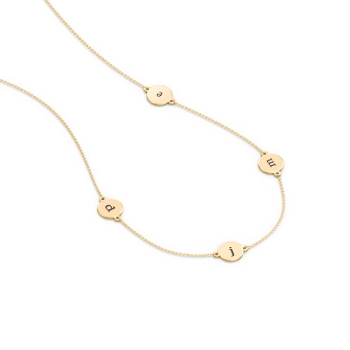 Engravable Disc Station Necklace – 10K Yellow Gold